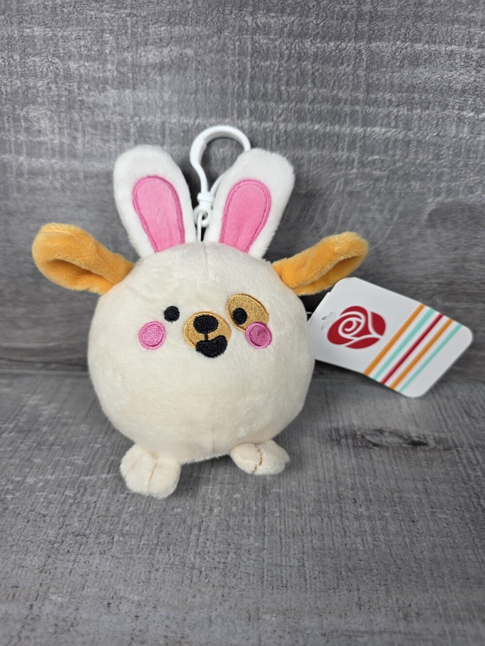 American Greetings Dog Bunny Plush Backpack Clip 6" New b45
